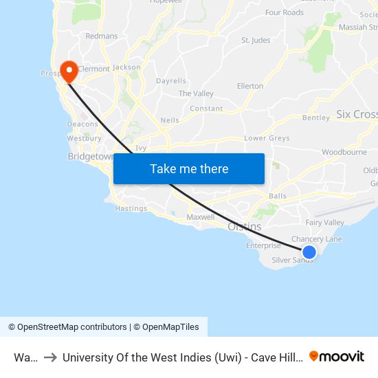 Walls to University Of the West Indies (Uwi) - Cave Hill Campus map