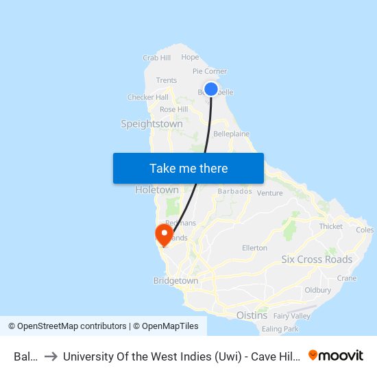 Baltic to University Of the West Indies (Uwi) - Cave Hill Campus map