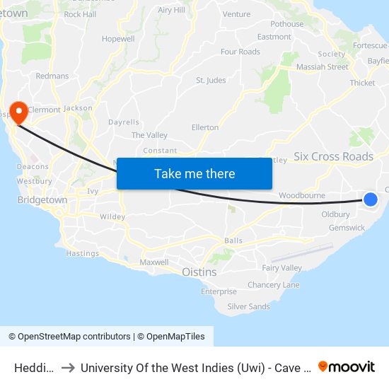 Heddings to University Of the West Indies (Uwi) - Cave Hill Campus map