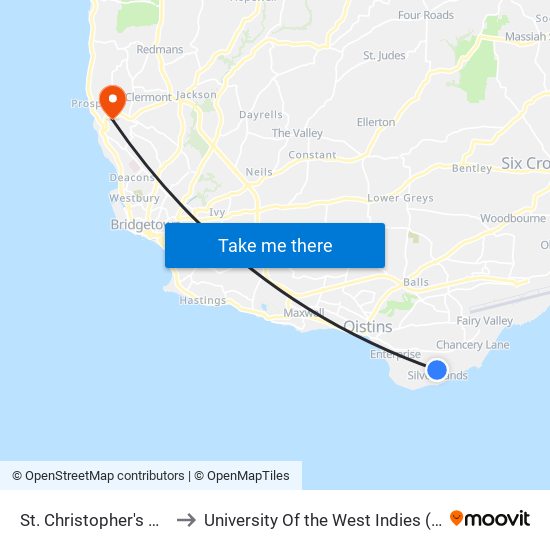 St. Christopher's Resource Centre to University Of the West Indies (Uwi) - Cave Hill Campus map