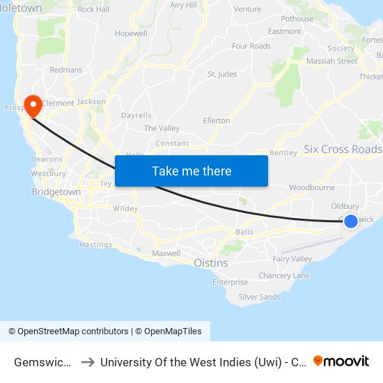 Gemswick - Exit to University Of the West Indies (Uwi) - Cave Hill Campus map