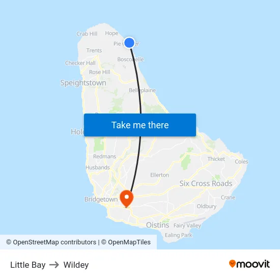 Little Bay to Wildey map