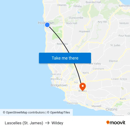 Lascelles (St. James) to Wildey map