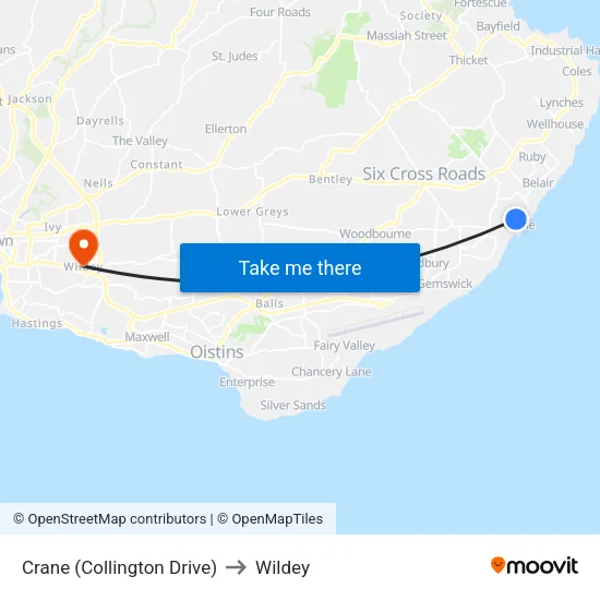 Crane (Collington Drive) to Wildey map