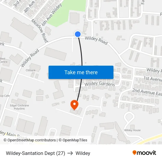 Wildey-Santation Dept (27) to Wildey map