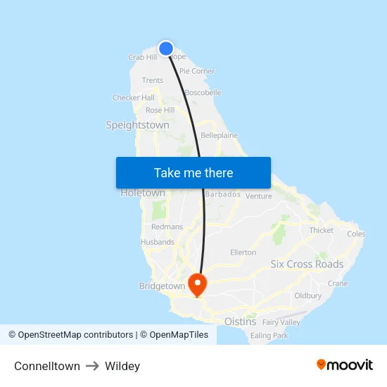 Connelltown to Wildey map
