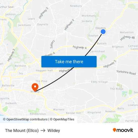 The Mount (Ellco) to Wildey map