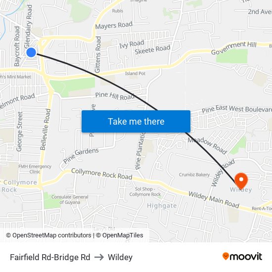 Fairfield Rd-Bridge Rd to Wildey map