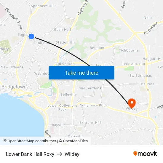 Lower Bank Hall Roxy to Wildey map