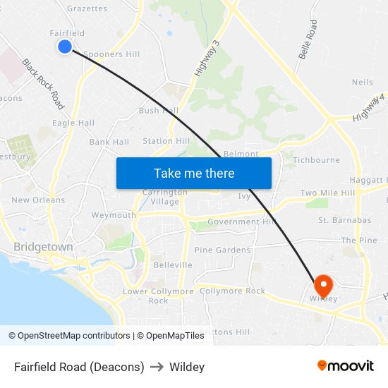 Fairfield Road (Deacons) to Wildey map