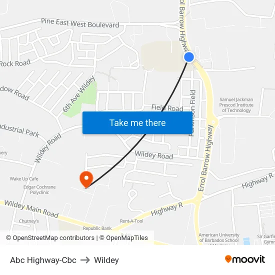 Abc Highway-Cbc to Wildey map