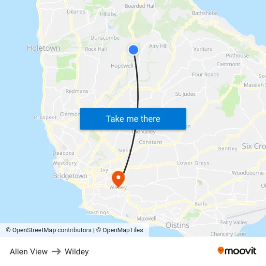 Allen View to Wildey map