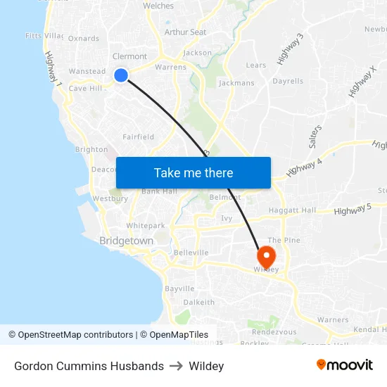 Gordon Cummins Husbands to Wildey map