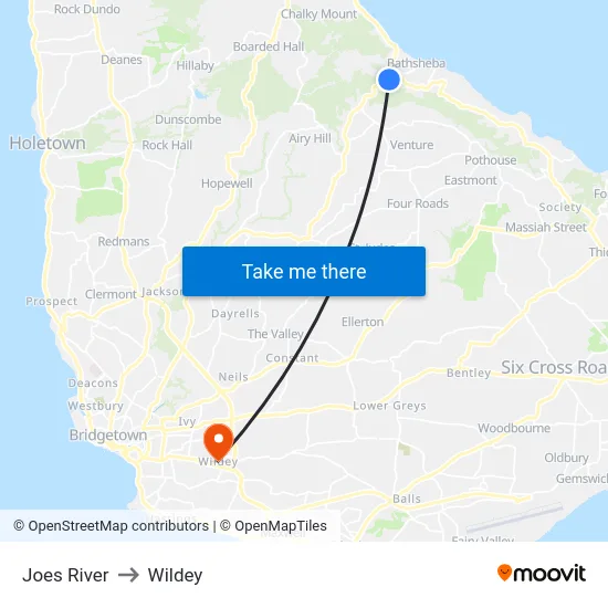 Joes River to Wildey map