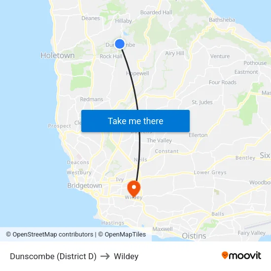 Dunscombe (District D) to Wildey map