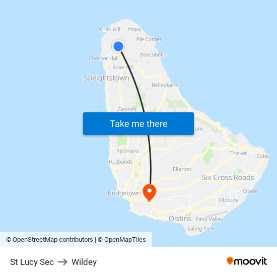 St Lucy Sec to Wildey map