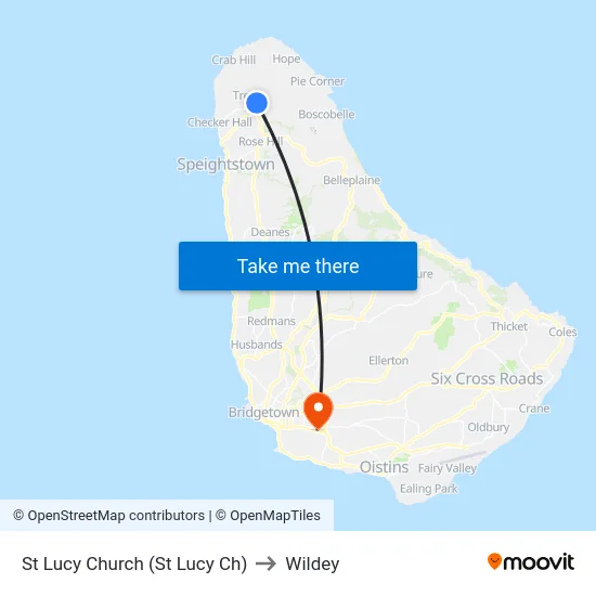 St Lucy Church (St Lucy Ch) to Wildey map