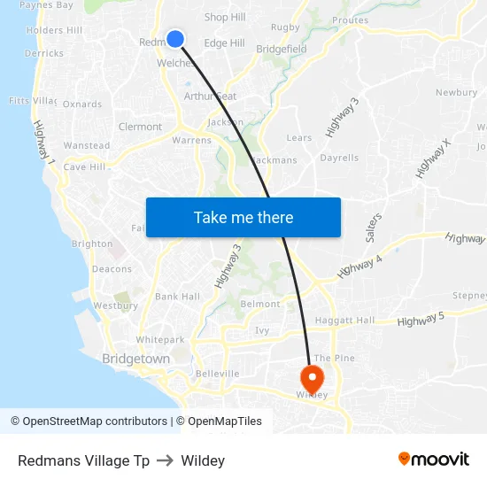 Redmans Village Tp to Wildey map