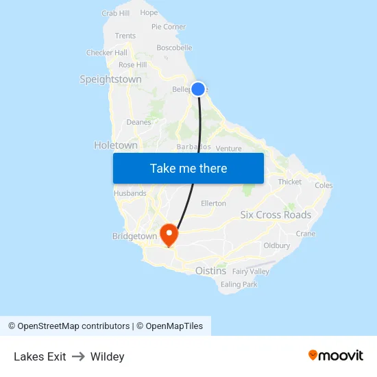 Lakes  Exit to Wildey map