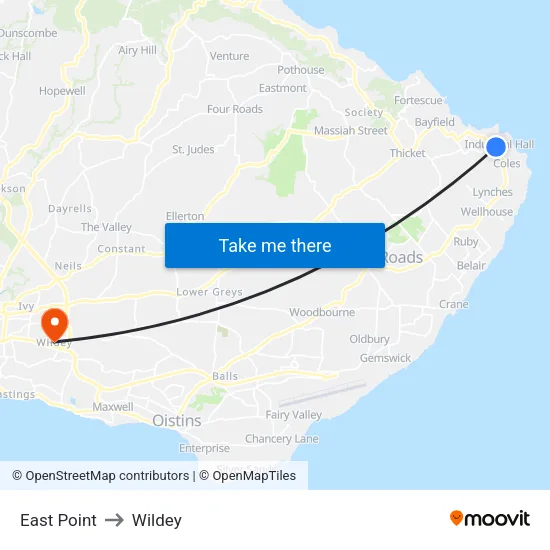 East Point to Wildey map