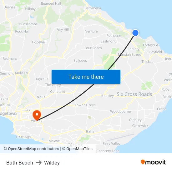 Bath Beach to Wildey map