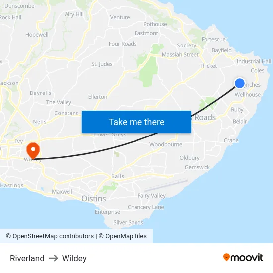 Riverland to Wildey map