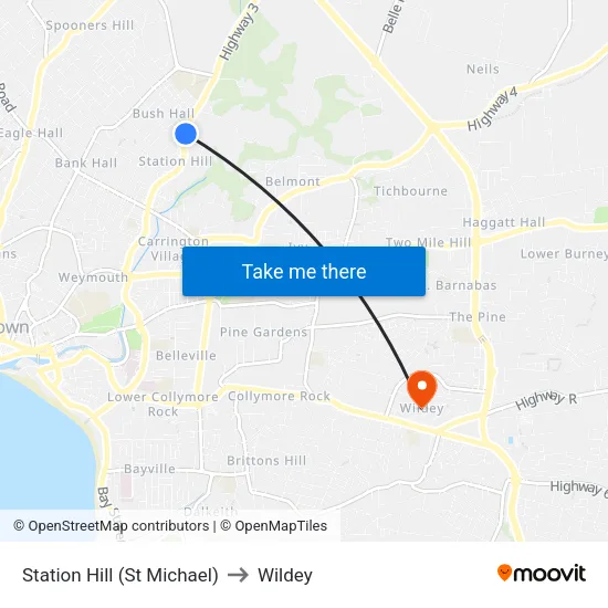 Station Hill (St Michael) to Wildey map