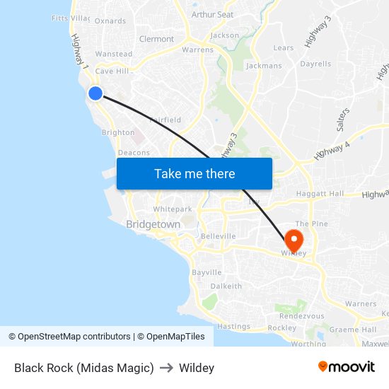 Black Rock (Midas Magic) to Wildey map