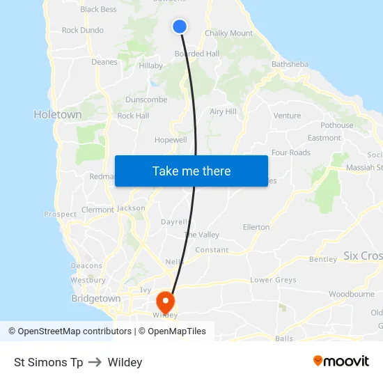 St Simons Tp to Wildey map