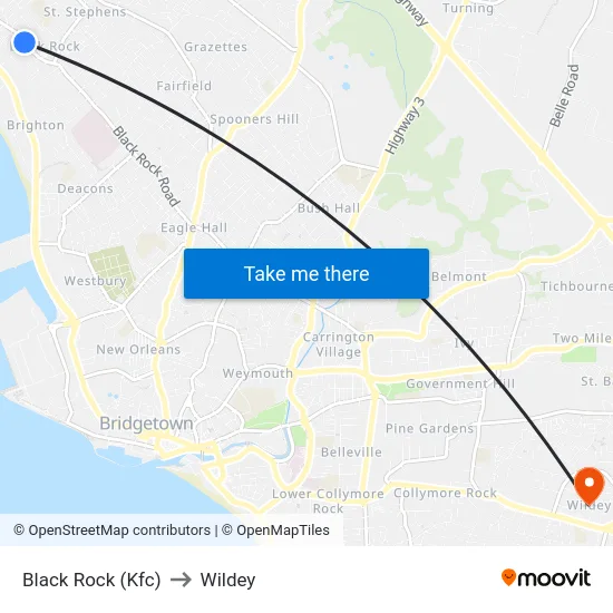 Black Rock (Kfc) to Wildey map