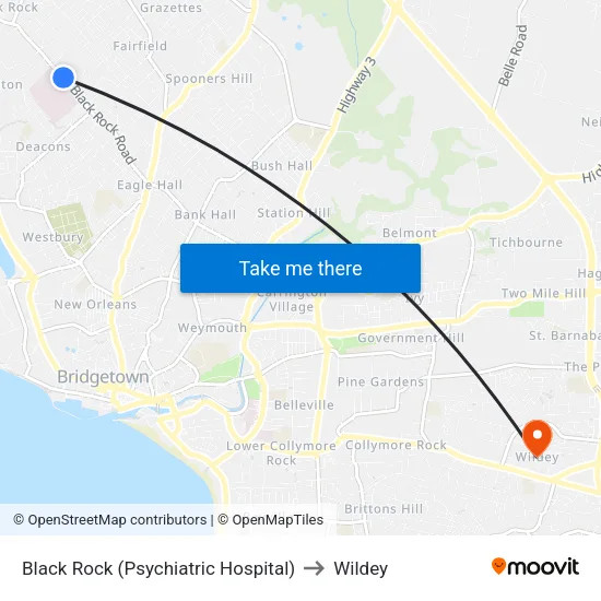 Black Rock (Psychiatric Hospital) to Wildey map