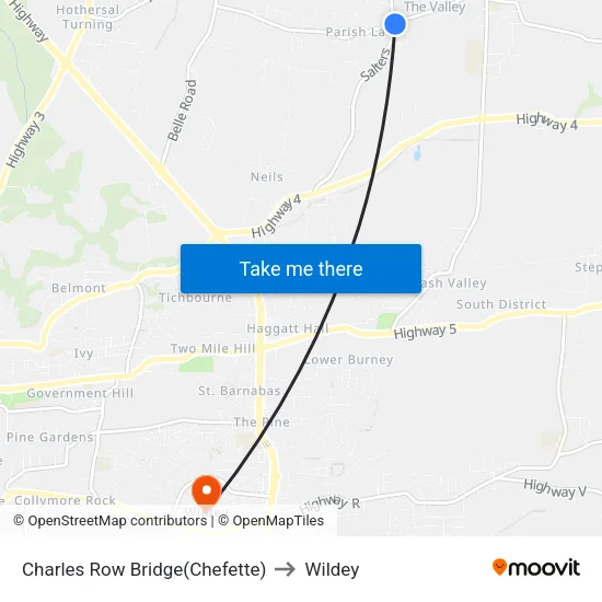 Charles Row Bridge(Chefette) to Wildey map