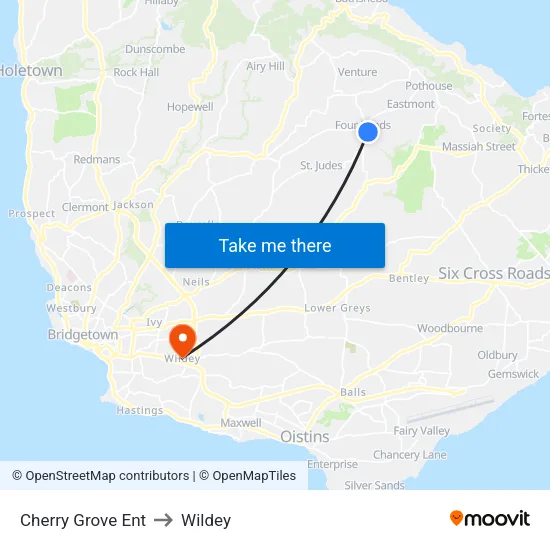 Cherry Grove Ent to Wildey map