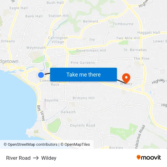 River Road to Wildey map