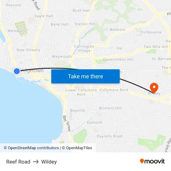 Reef Road to Wildey map