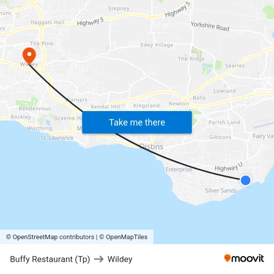 Buffy Restaurant (Tp) to Wildey map