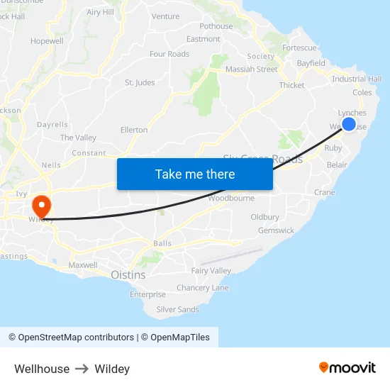 Wellhouse to Wildey map