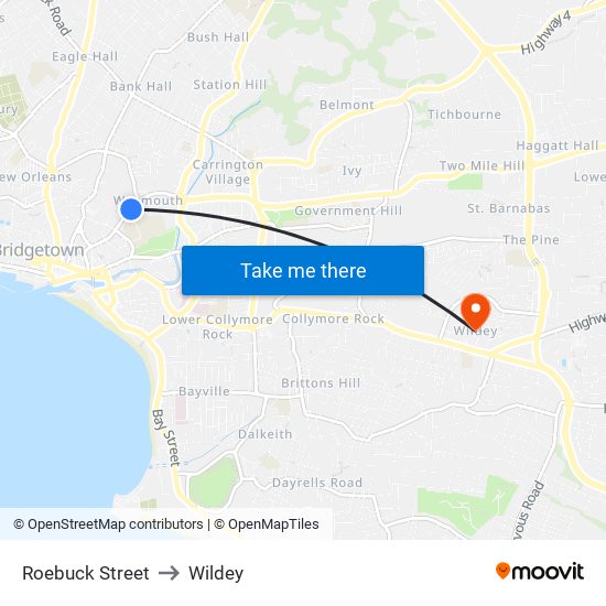 Roebuck Street to Wildey map