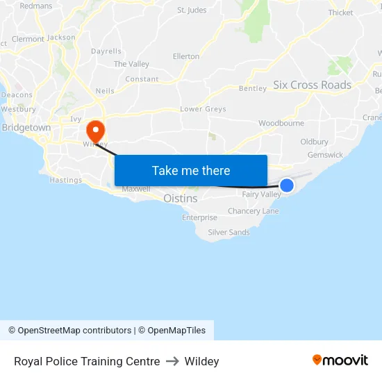 Royal Police Training Centre to Wildey map