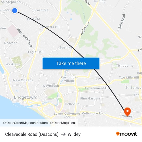 Cleavedale  Road (Deacons) to Wildey map
