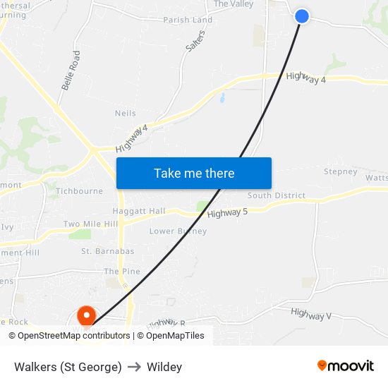Walkers (St George) to Wildey map