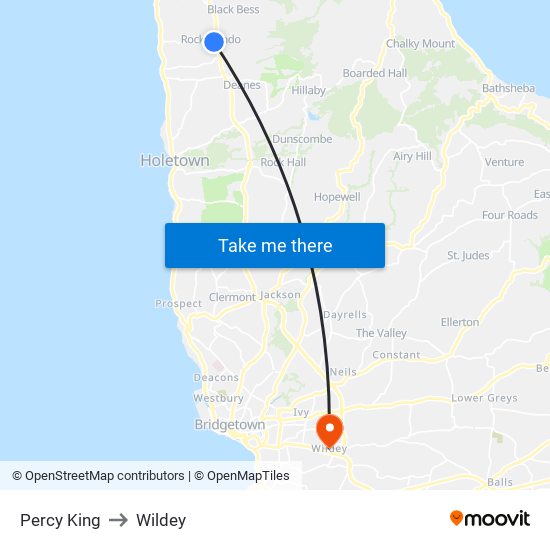 Percy King to Wildey map