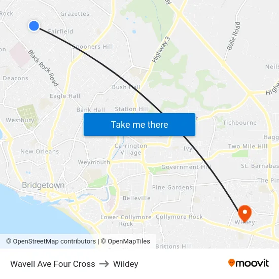 Wavell  Ave Four Cross to Wildey map