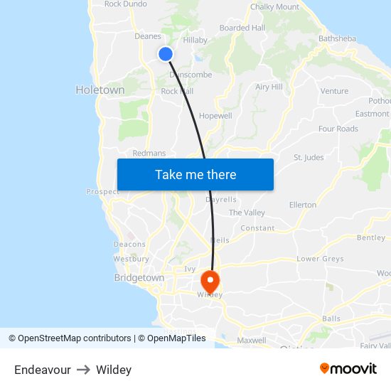 Endeavour to Wildey map