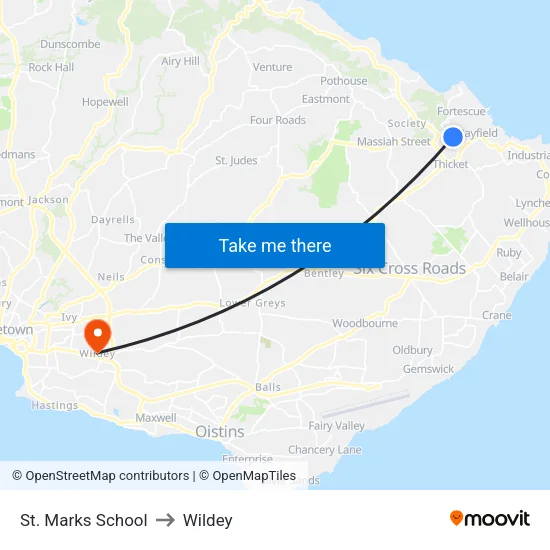 St. Marks School to Wildey map