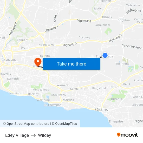 Edey Village to Wildey map