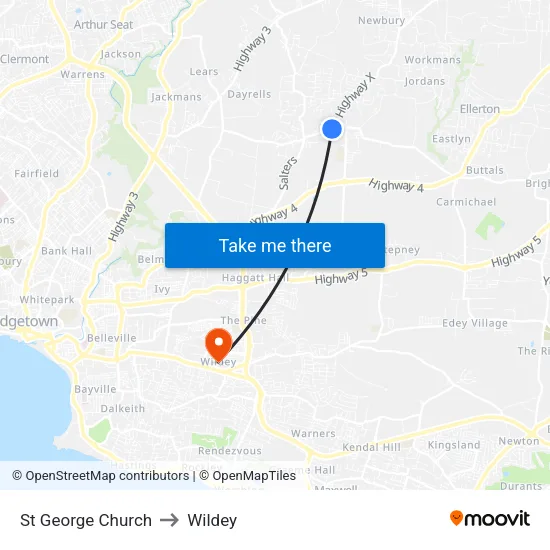 St George Church to Wildey map