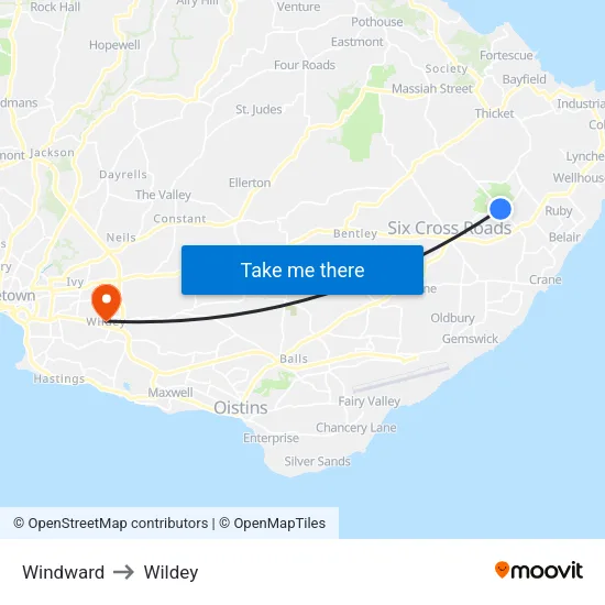 Windward to Wildey map