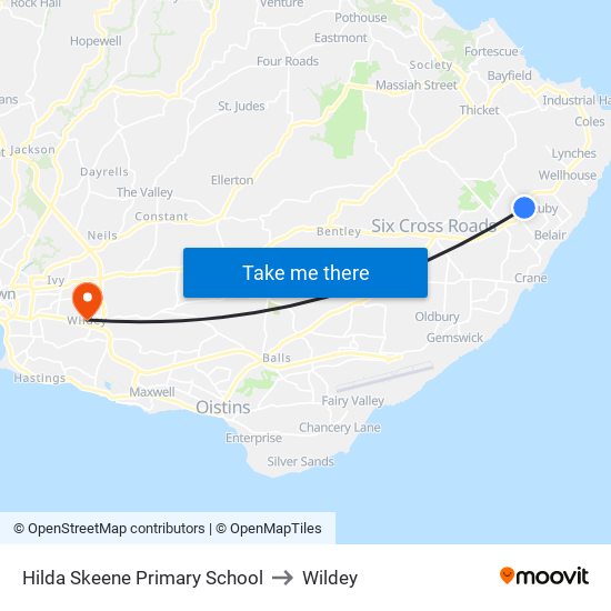 Hilda Skeene Primary School to Wildey map