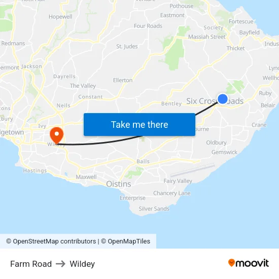 Farm Road to Wildey map